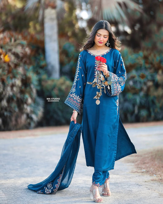 Aadab Embroidered 3 pc (Arabic Lawn)